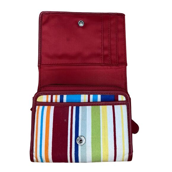 Longaberger Homestead Red Multicolor Striped Bifold Cotton Blend Wallet - Picture 2 of 4